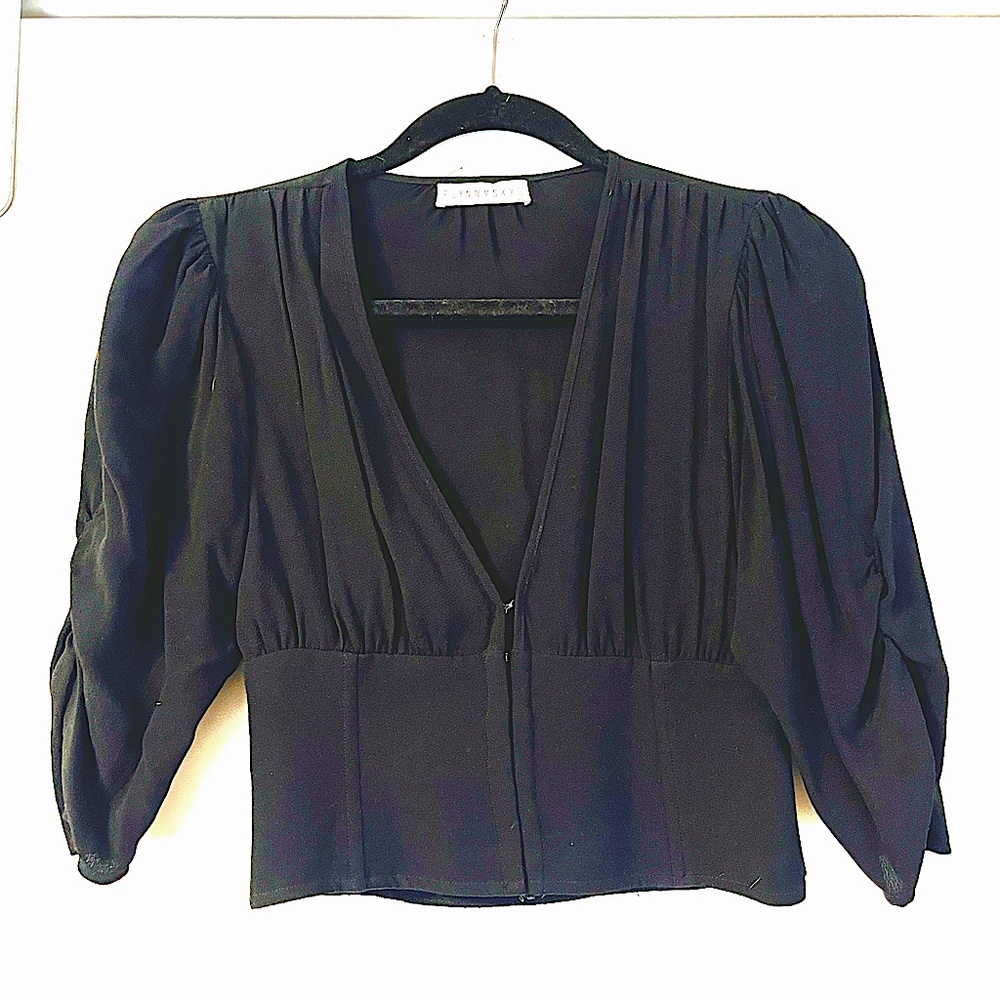 Black Flynn Skye crop top v-neck blouse